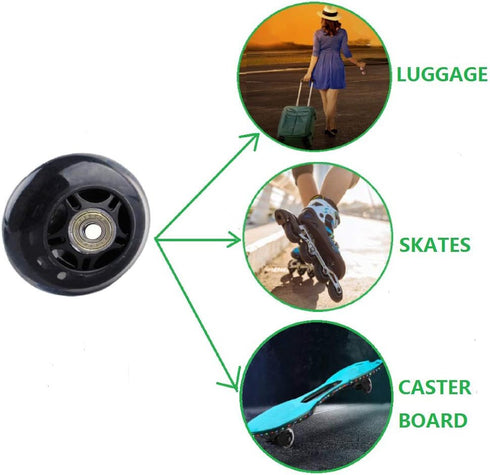 ORO 1 Pair Luggage Wheels Replacement 60mm Case Wheels with 8mm(0.31") Bearings Wheels for Suitcase and Inline Outdoor Skate and Caster Board (60 ...